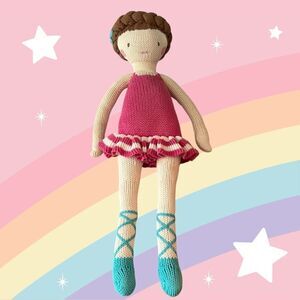 Pink Ballerina Doll. Knitted. The Land of Nod. 16” Excellent condition.